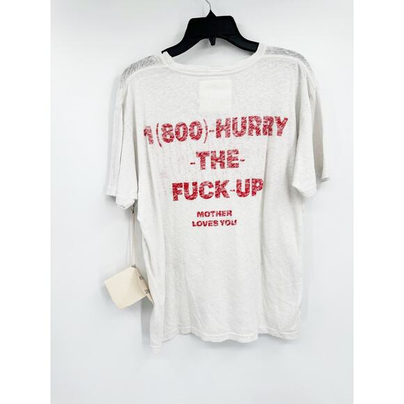 Mother Denim The Rowdy Graphic Short Sleeve Tee in Technophobia White Small NWT - Picture 4 of 7